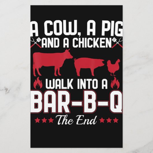 BBQ | BBQ Dad Joke a Koe a Varken and a Chicken Briefpapier (Voorkant)