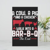 BBQ | BBQ Dad Joke a Koe a Varken and a Chicken Briefpapier (Staand voorkant)