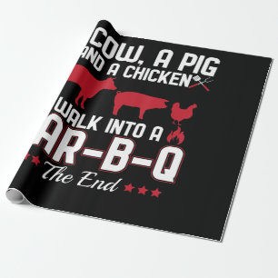 BBQ BBQ Dad Joke a Koe a Varken and a Chicken Cadeaupapier