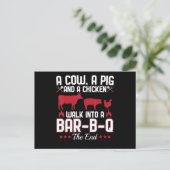 BBQ | BBQ Dad Joke a Koe a Varken and a Chicken Feestdagenkaart (Staand voorkant)