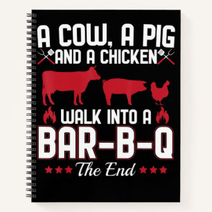 BBQ BBQ Dad Joke a Koe a Varken and a Chicken Notitieboek