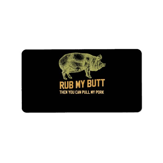 BBQ | BBQ Grill pig Funny Pork ID roke die roest Etiket (Voorkant)