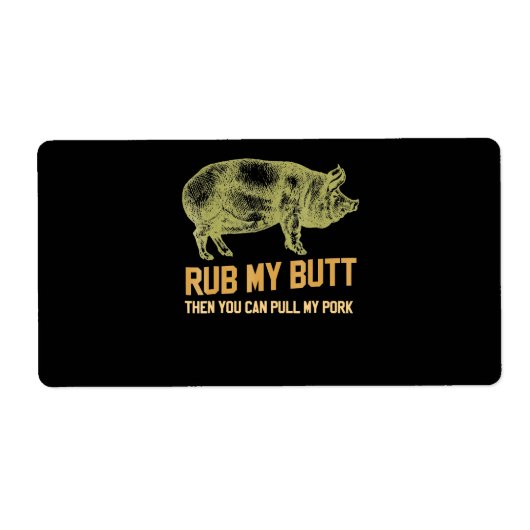 BBQ | BBQ Grill pig Funny Pork ID roke die roest Etiket (Voorkant)