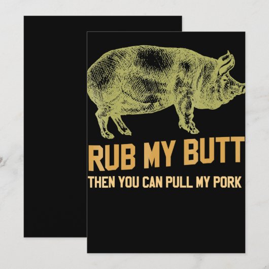 BBQ | BBQ Grill pig Funny Pork ID roke die roest Feestdagenkaart (Voorkant / Achterkant)