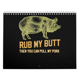 BBQ BBQ Grill pig Funny Pork ID roke die roest Kalender