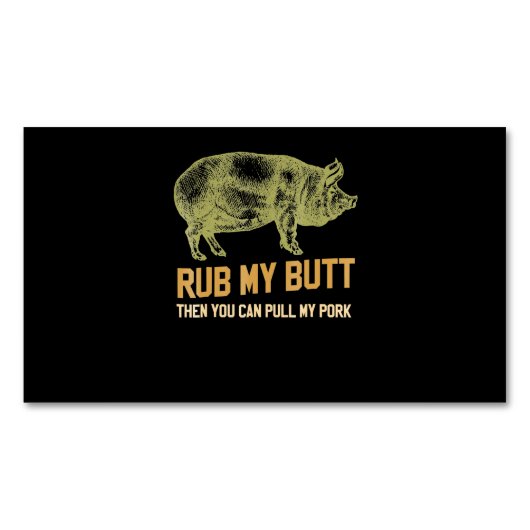BBQ | BBQ Grill pig Funny Pork ID roke die roest Magnetisch Visitekaartje (Voorkant)