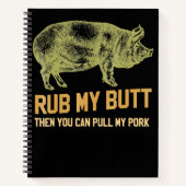 BBQ | BBQ Grill pig Funny Pork ID roke die roest Notitieboek (Voorkant)