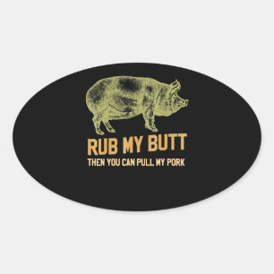 BBQ   BBQ Grill pig Funny Pork ID roke die roest Ovale Sticker