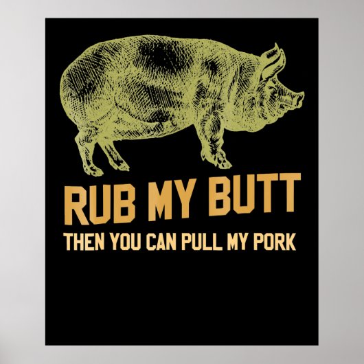 BBQ | BBQ Grill pig Funny Pork ID roke die roest Poster (Voorkant)