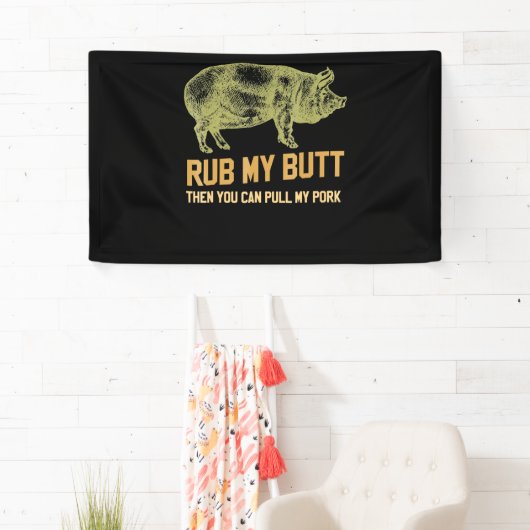 BBQ | BBQ Grill pig Funny Pork ID roke die roest Spandoek (Insitu)