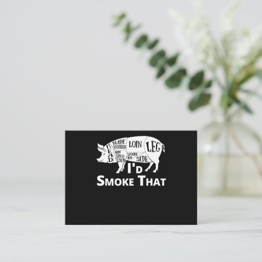 BBQ | BBQ Grill Pig Pork ID Rook dat Man geeft Visitekaartje (Staand voorkant)