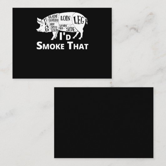 BBQ | BBQ Grill Pig Pork ID Rook dat Man geeft Visitekaartje (Voorkant / Achterkant)