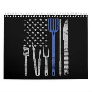 BBQ BBQ Grill Pork with USA Flag Cooking Chef Kalender