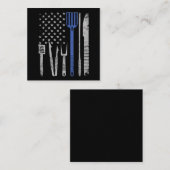 BBQ | BBQ Grill Pork with USA Flag Cooking Chef Vierkante Visitekaartje (Voorkant / Achterkant)