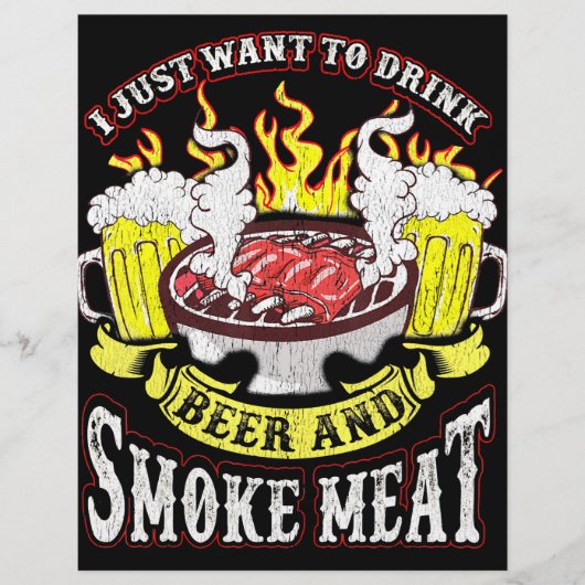 BBQ | BBQ Grilling Beer Smoke Meat Funny Quotes Flyer (Voorkant)