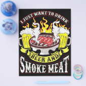 BBQ | BBQ Grilling Beer Smoke Meat Funny Quotes Flyer (Enkel)