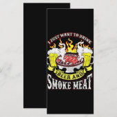 BBQ | BBQ Grilling Beer Smoke Meat Funny Quotes Menu (Voorkant / Achterkant)