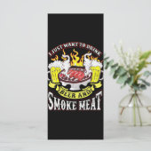 BBQ | BBQ Grilling Beer Smoke Meat Funny Quotes Menu (Staand voorkant)