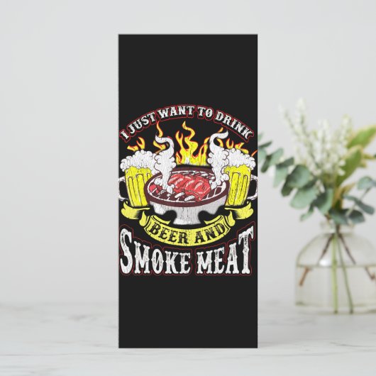 BBQ | BBQ Grilling Beer Smoke Meat Funny Quotes Menu (Staand voorkant)