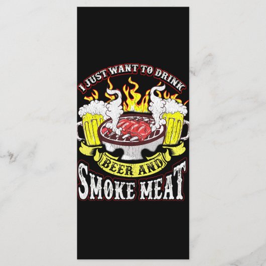 BBQ | BBQ Grilling Beer Smoke Meat Funny Quotes Menu (Voorkant)