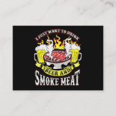 BBQ | BBQ Grilling Beer Smoke Meat Funny Quotes Visitekaartje (Voorkant)