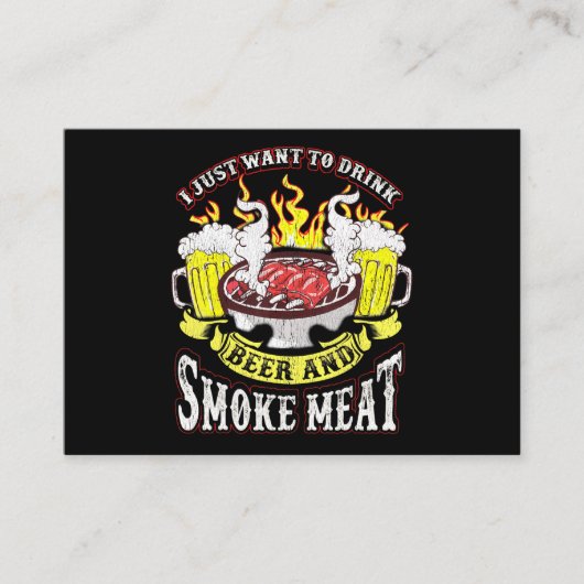 BBQ | BBQ Grilling Beer Smoke Meat Funny Quotes Visitekaartje (Voorkant)
