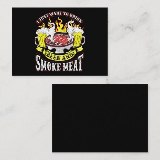 BBQ | BBQ Grilling Beer Smoke Meat Funny Quotes Visitekaartje (Voorkant / Achterkant)