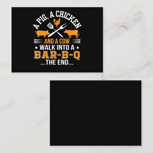 BBQ | BBQ Lover Pig Chicken Cow Walk in bar BBQ Visitekaartje (Voorkant / Achterkant)