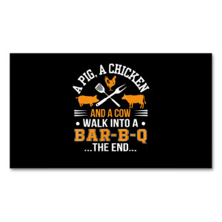 BBQ | BBQ Lover Pig Chicken Koe Walk in bar BBQ Magnetisch Visitekaartje