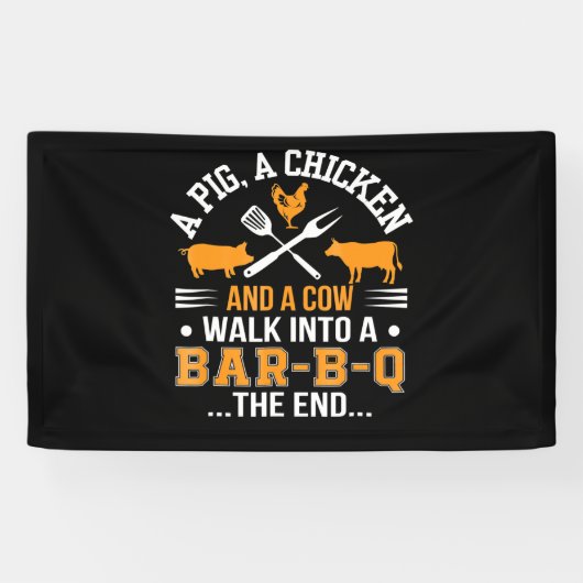BBQ | BBQ Lover Pig Chicken Koe Walk in bar BBQ Spandoek (Horizontaal)