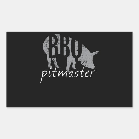 BBQ | BBQ Pitmaster Pig Grilling Grill Fars Day Rechthoekige Sticker (Voorkant)