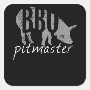 BBQ   BBQ Pitmaster Pig Grilling Grill Fars Day Vierkante Sticker