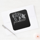 BBQ | BBQ Pitmaster Pig Grilling Grill Fars Day Vierkante Sticker (Envelop)