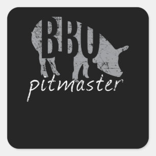 BBQ BBQ Pitmaster Pig Grilling Grill Fars Day Vierkante Sticker