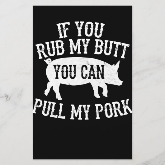 BBQ | BBQ Rub My Butt Pull My Pork Smoker Grilling Briefpapier (Voorkant)