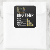 BBQ | BBQ Timer Barbecue Funny Grilling Gift Vierkante Sticker (Tas)
