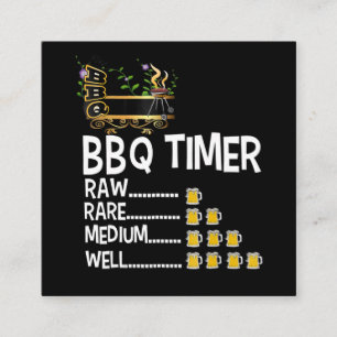 BBQ   BBQ Timer Barbecue Funny Grilling Gift Vierkante Visitekaartje
