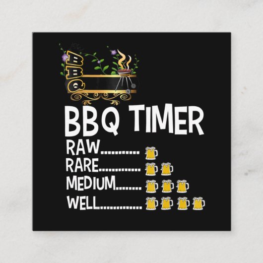 BBQ | BBQ Timer Barbecue Funny Grilling Gift Vierkante Visitekaartje (Voorkant)