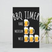 BBQ | BBQ Timer Beer Drink Funny Grilling Briefpapier (Staand voorkant)