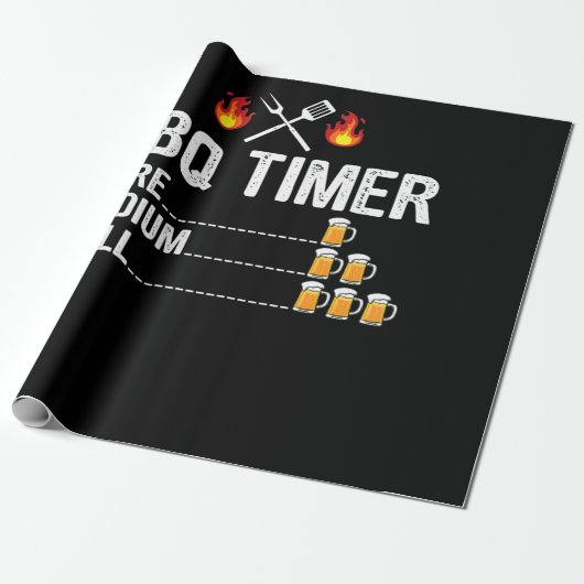 BBQ | BBQ Timer Drink Grilling Grill Beer Cadeaupapier (Uitgerold)