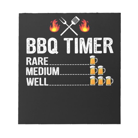 BBQ | BBQ Timer Drink Grilling Grill Beer Notitieblok (Voorkant)