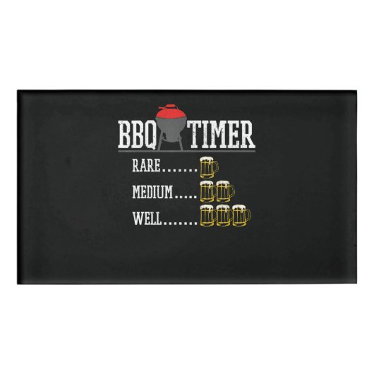 BBQ | BBQ Timer Funny Beer Steak Grilling Grill Naambadge (Voorkant)
