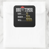 BBQ | BBQ Timer Funny Beer Steak Grilling Grill Vierkante Sticker (Tas)