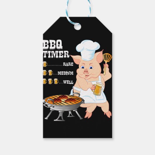 BBQ | BBQ Timer Pig Grill Barbecue Beer Lover Mann Cadeaulabel (Voorkant)