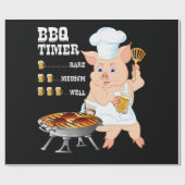 BBQ | BBQ Timer Pig Grill Barbecue Beer Lover Mann Cadeaupapier (Vlak)