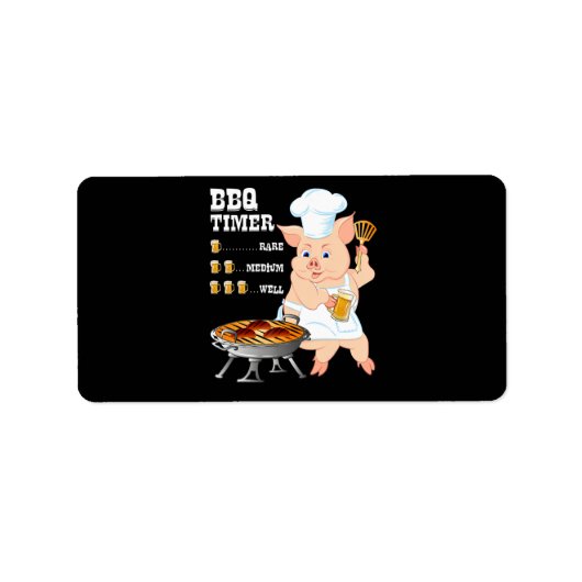 BBQ | BBQ Timer Pig Grill Barbecue Beer Lover Mann Etiket (Voorkant)