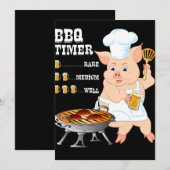 BBQ | BBQ Timer Pig Grill Barbecue Beer Lover Mann Feestdagenkaart (Voorkant / Achterkant)