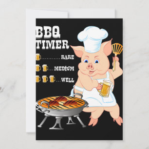BBQ   BBQ Timer Pig Grill Barbecue Beer Lover Mann Feestdagenkaart
