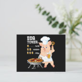 BBQ | BBQ Timer Pig Grill Barbecue Beer Lover Mann Feestdagenkaart (Staand voorkant)