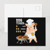 BBQ | BBQ Timer Pig Grill Barbecue Beer Lover Mann Feestdagenkaart (Voorkant / Achterkant)